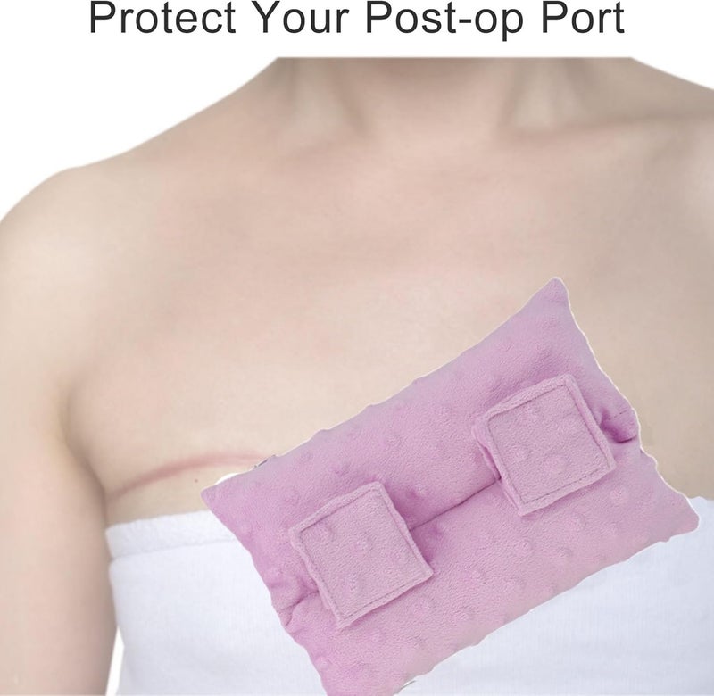 HapiPoppy Port Pillows Chemo Port Pillow for Seatbelt Chest Protector Chemo Patients Pacemaker Heart Surgery Recovery Support Cushion Gifts Women Minky Dot Lavender - Image 3